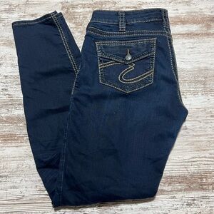 Silver Jeans Suki Mid Super Skinny dark wash Jean size 32/31. GUC